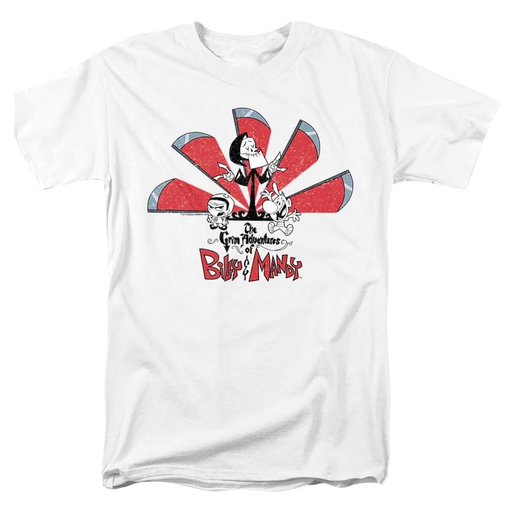 Camiseta Unisex Grim de Billy y Mandy - Algodón 100% - Grande - Blanca