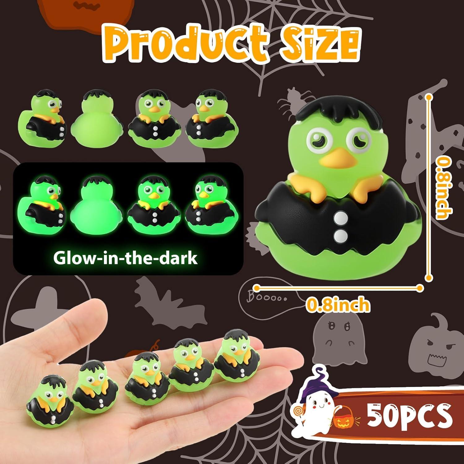 50 Patitos Zombie Luminiscentes Halloween 2x2 cm PVC