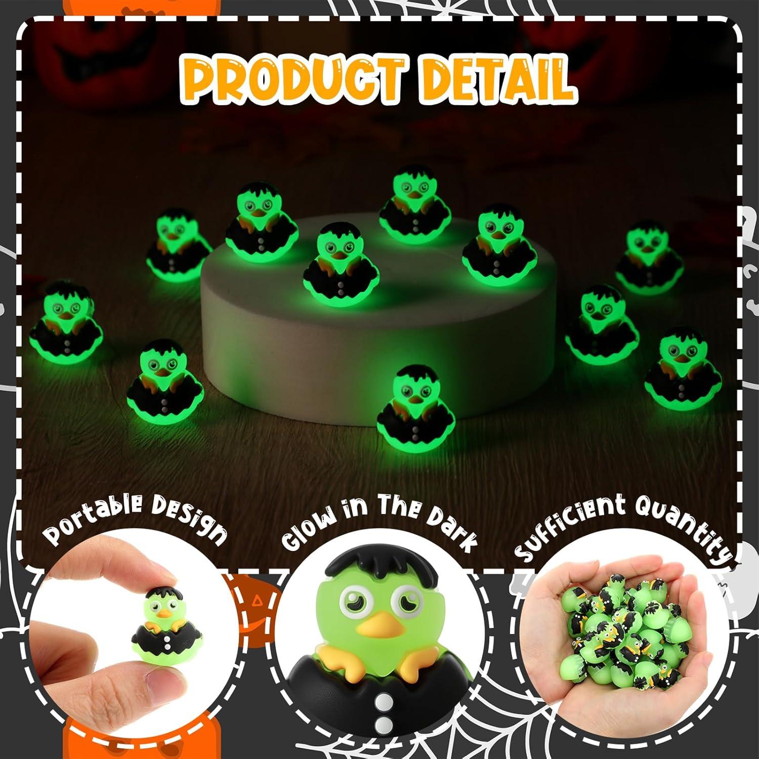 50 Patitos Zombie Luminiscentes Halloween 2x2 cm PVC