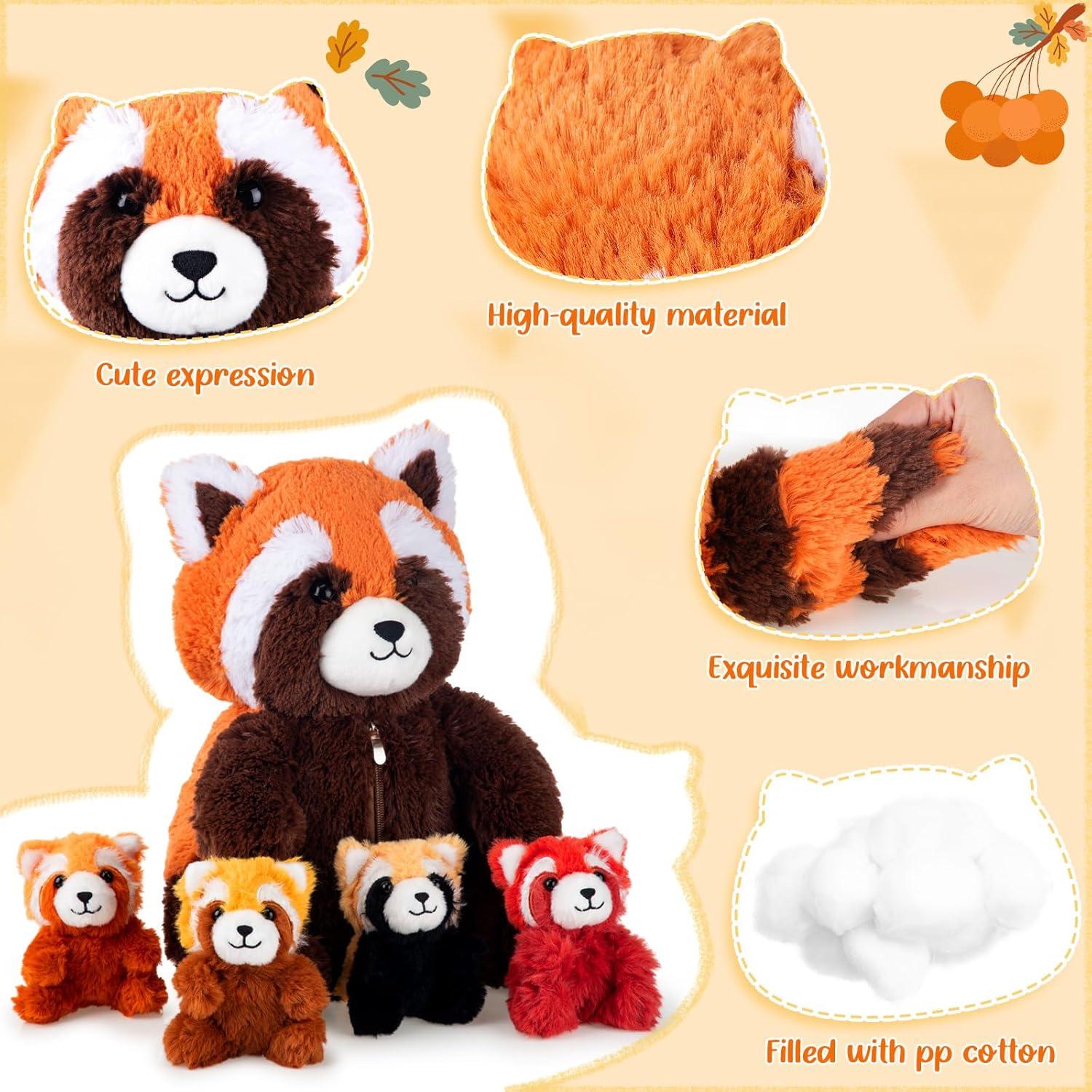 Set de Juguetes de Peluche Panda Rojo Syhood 5 Pcs 33 cm