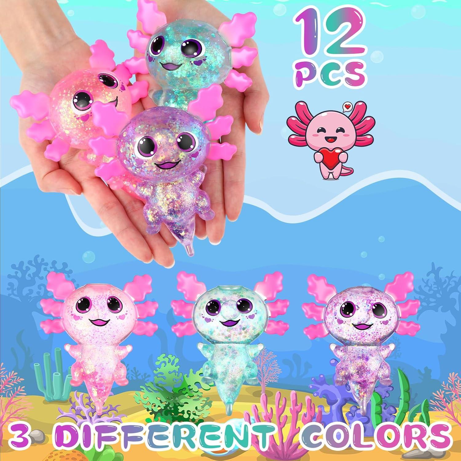 12 Juguetes Antiestrés Axolotl JellyArch - Silicona Multicolor