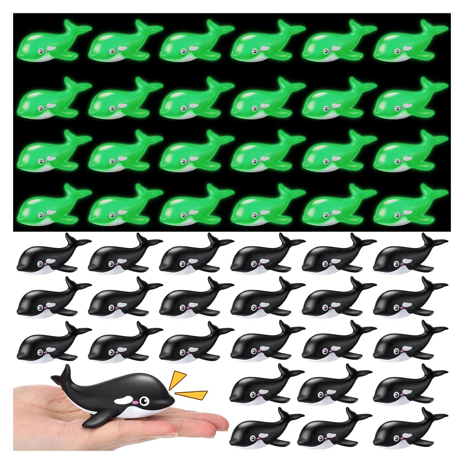 48 Juguetes de Ballena de Goma Brillantes en la Oscuridad HyDren