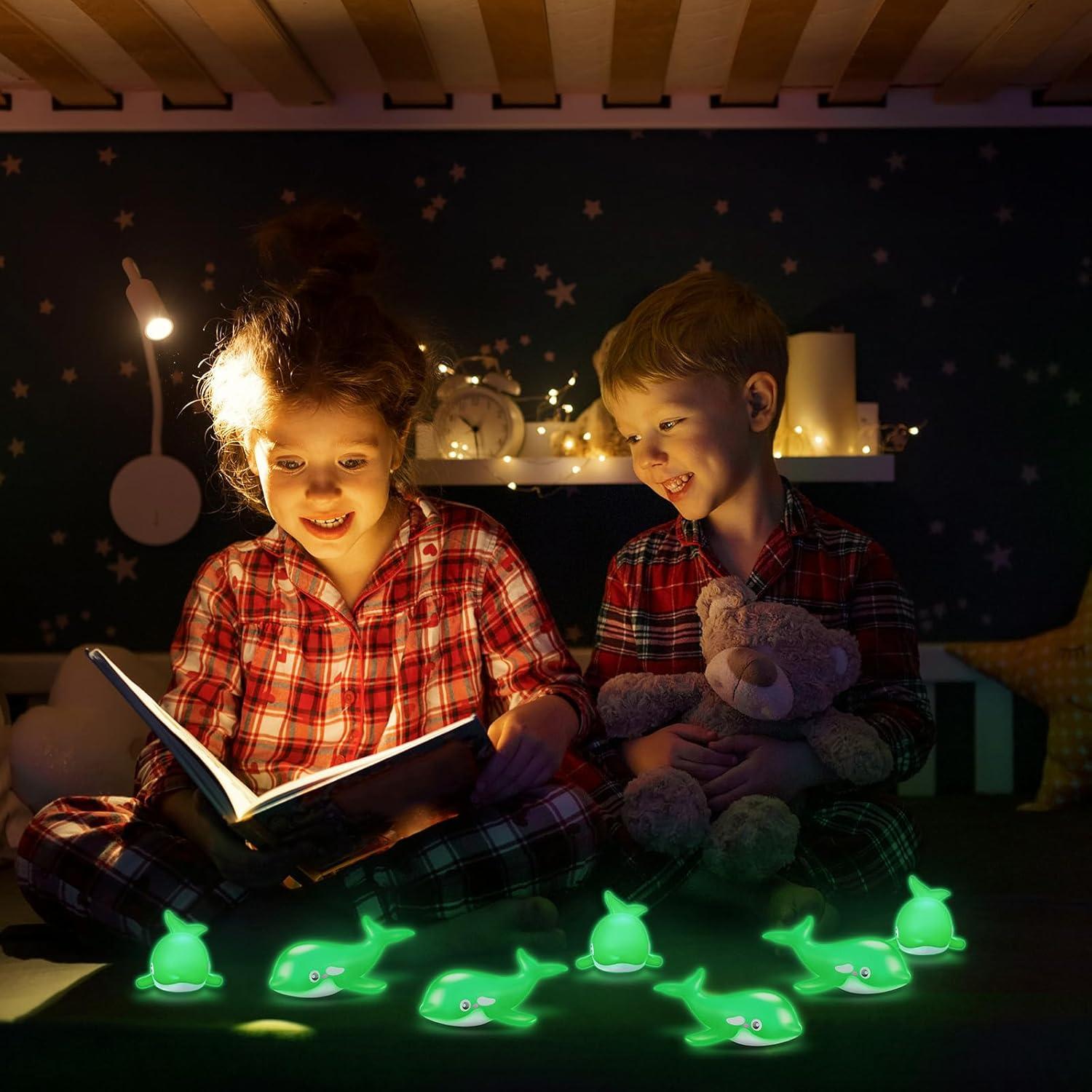 48 Juguetes de Ballena de Goma Brillantes en la Oscuridad HyDren