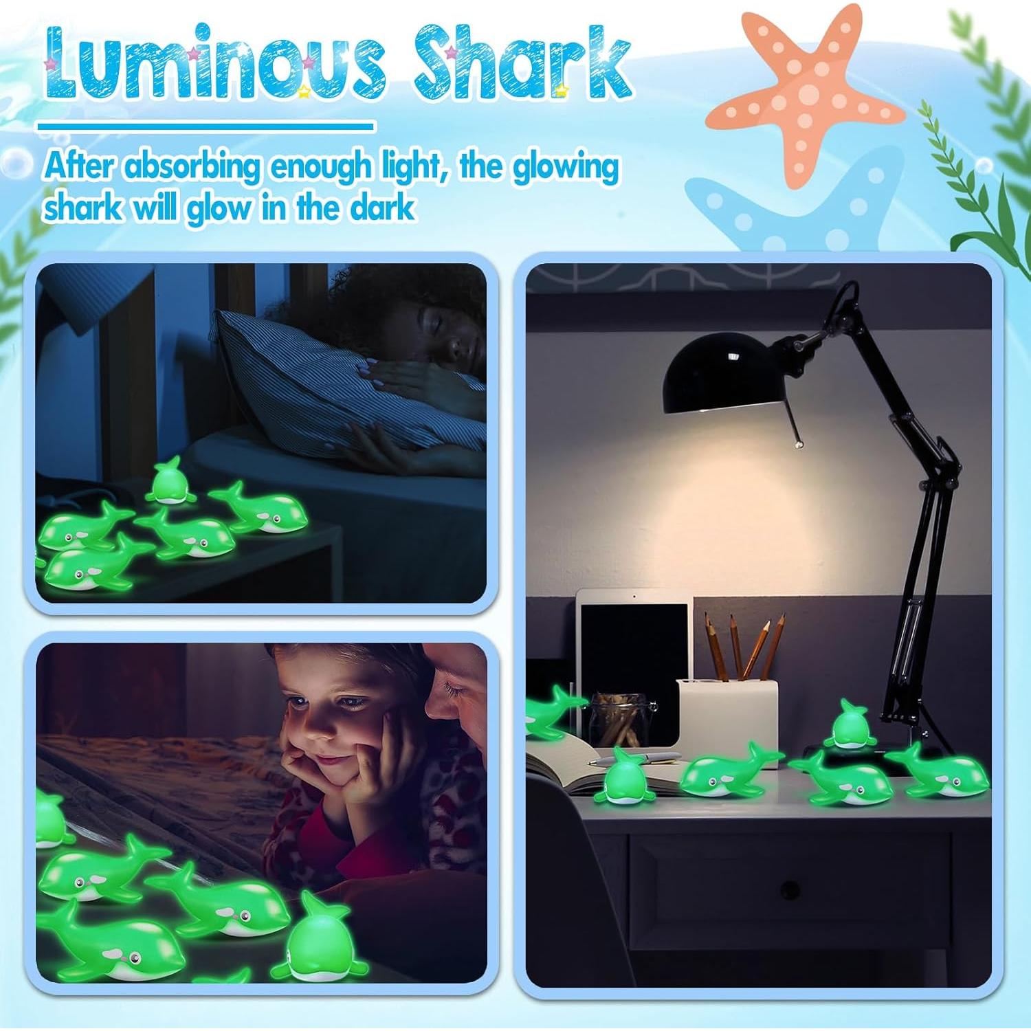 48 Juguetes de Ballena de Goma Brillantes en la Oscuridad HyDren