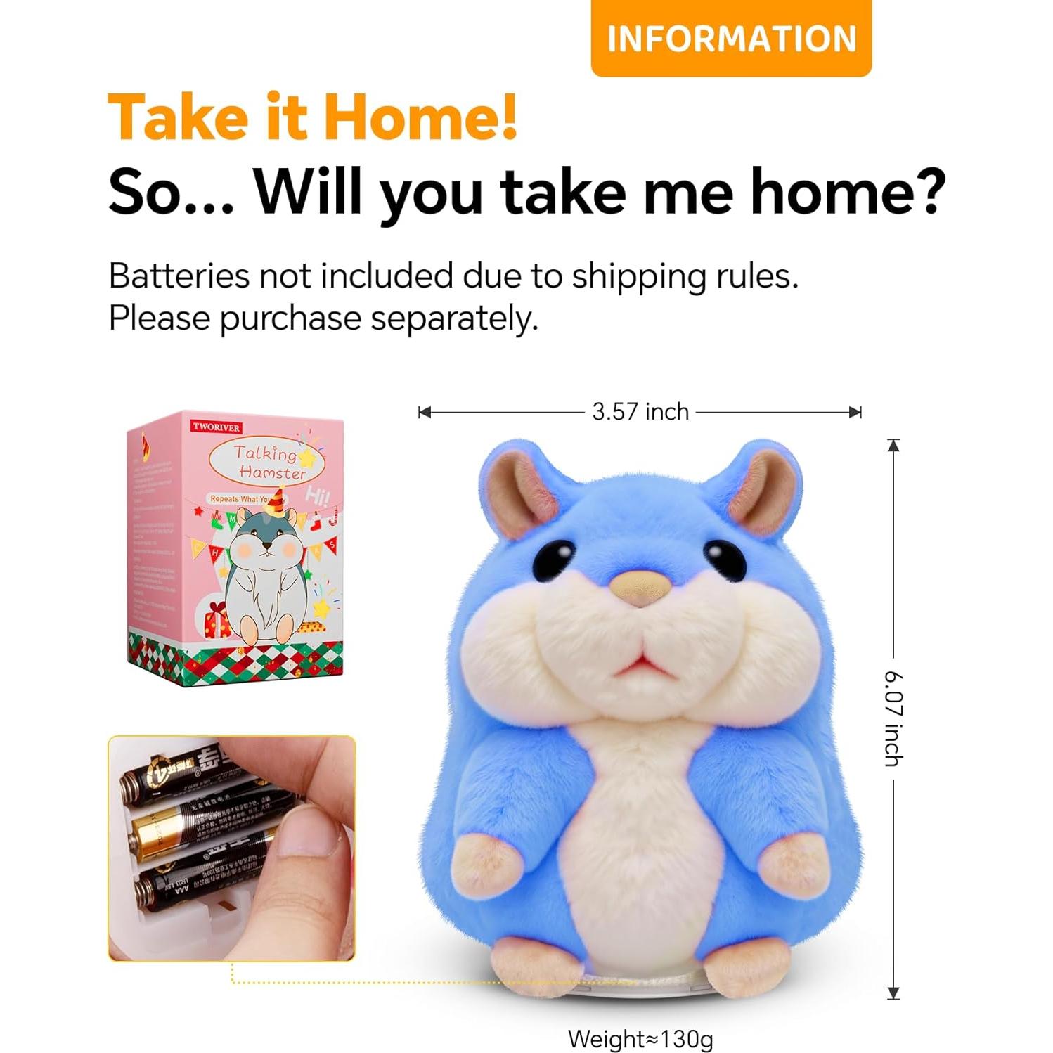 Hámster Hablante TWORIVER N-000 Azul Repite Lo Que Dices