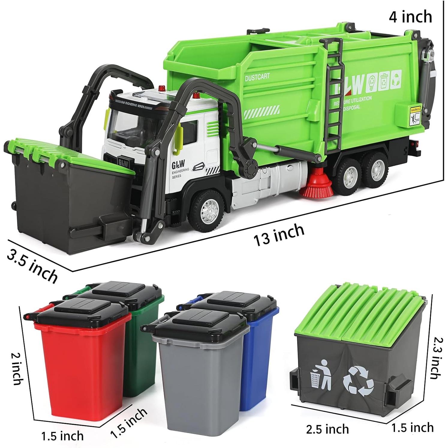 Camión de Basura Verde GLW con Sonido y Luz - Juguete Educativo