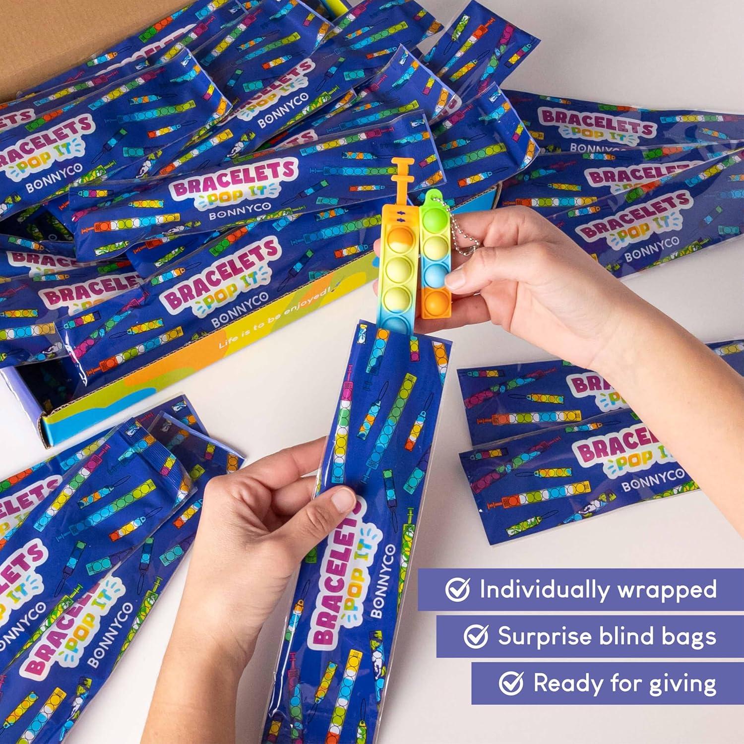 Pack 30 Pulseras y Llaveros Pop It Bonnyco - Juguetes Antiestrés