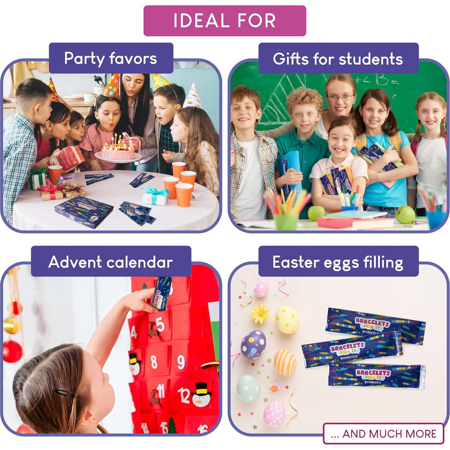 Pack 30 Pulseras y Llaveros Pop It Bonnyco - Juguetes Antiestrés