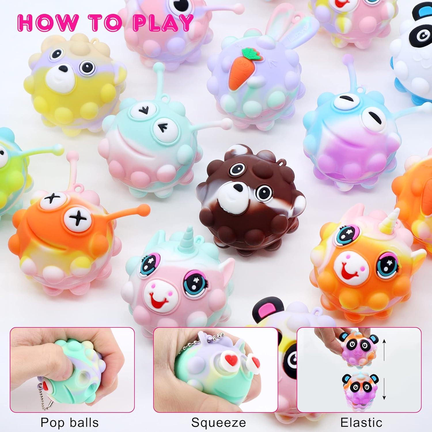 18 Piezas de Bolas Antiestrés Animal Pop KissFree 5.08 cm