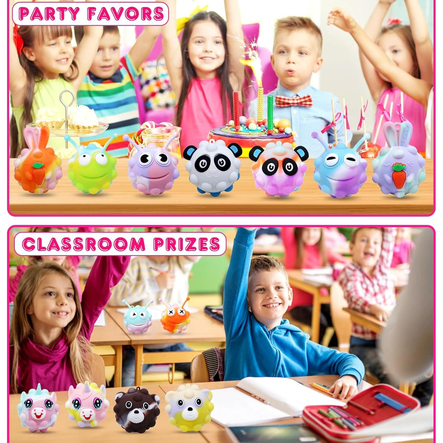 18 Piezas de Bolas Antiestrés Animal Pop KissFree 5.08 cm