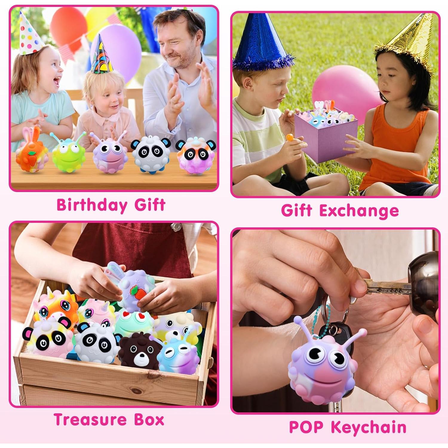 18 Piezas de Bolas Antiestrés Animal Pop KissFree 5.08 cm