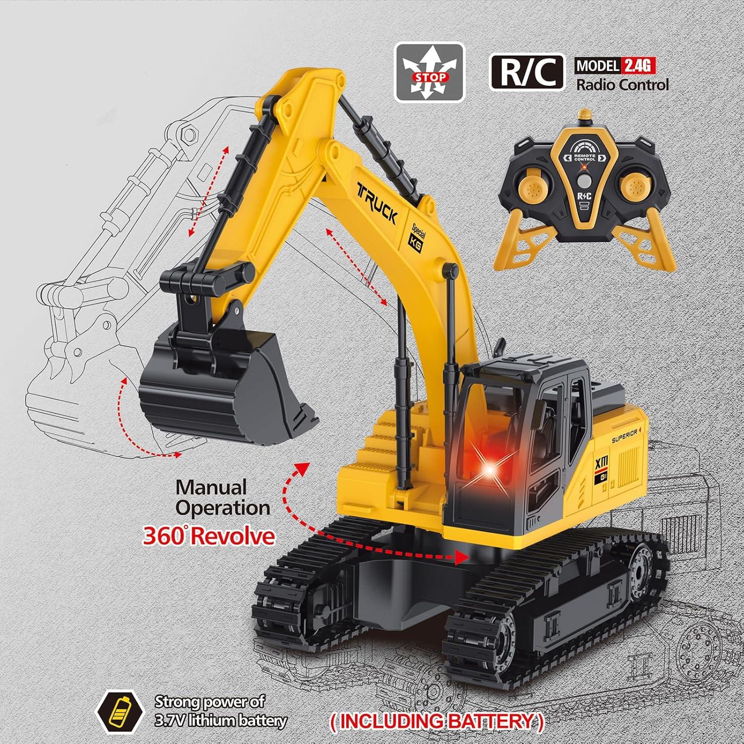 Excavadora RC XMFHANG 2.4GHz 5 Canales con Luz 0.65kg