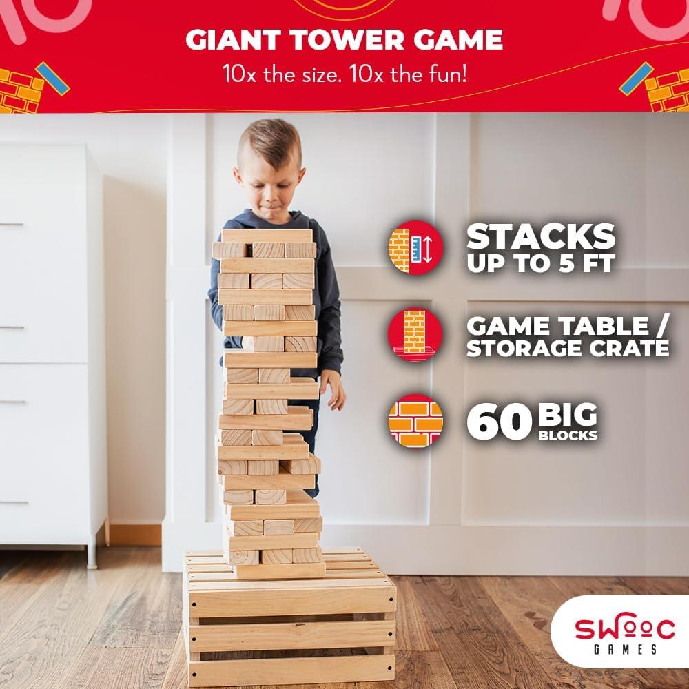 Juego de Torre Gigante SWOOC 60 Bloques 1.52m con Mesa