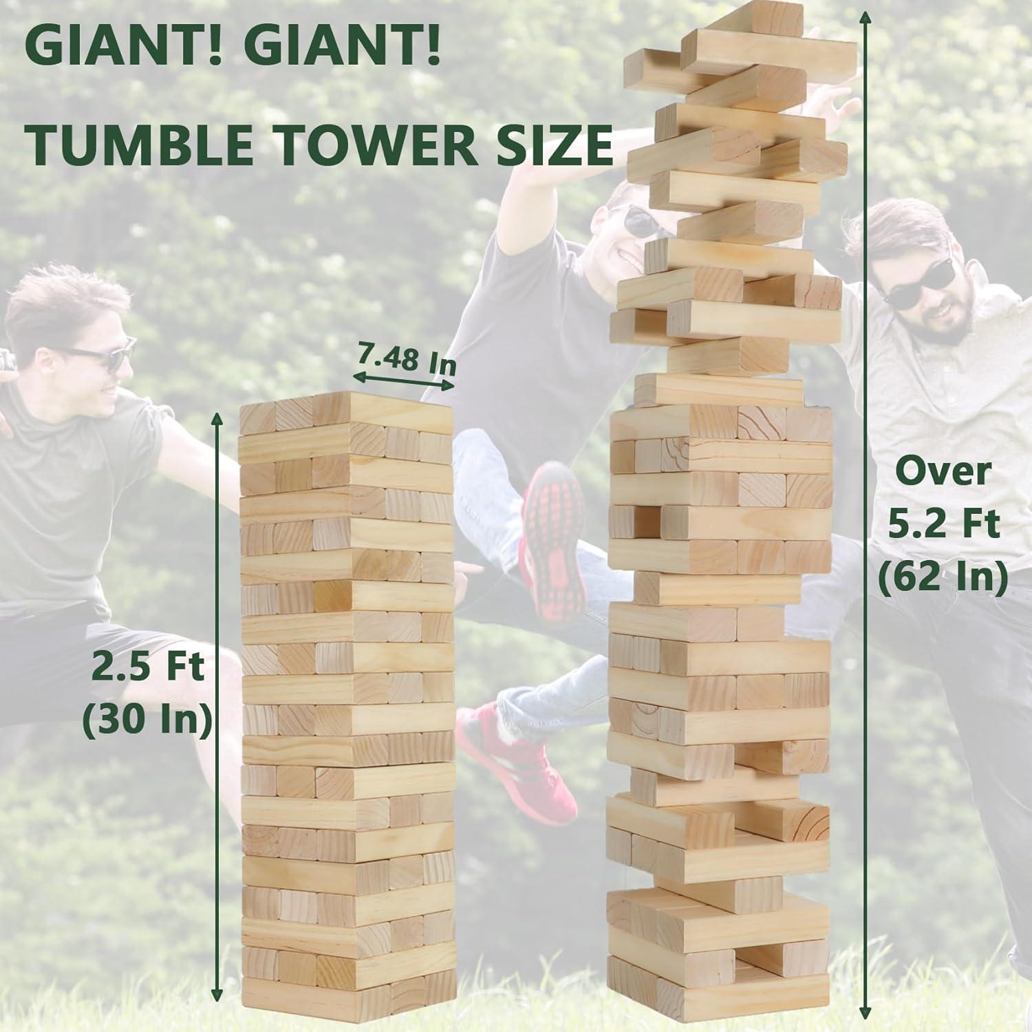 Juego de Torre de Caída Gigante ApudArmis 60 Piezas Madera