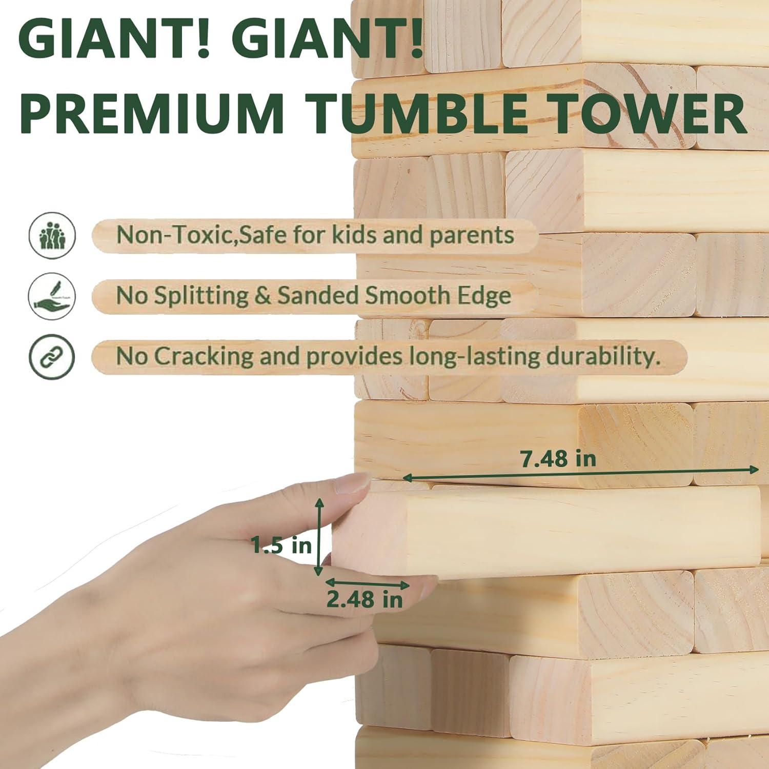 Juego de Torre de Caída Gigante ApudArmis 60 Piezas Madera