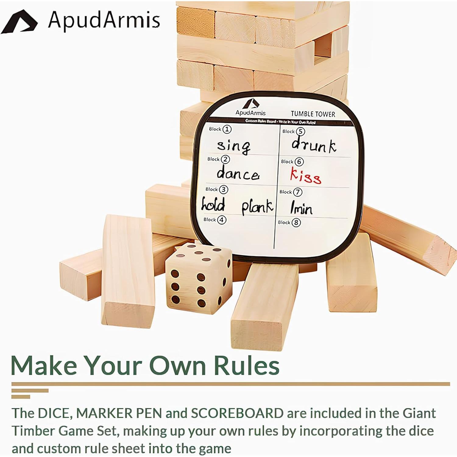 Juego de Torre de Caída Gigante ApudArmis 60 Piezas Madera