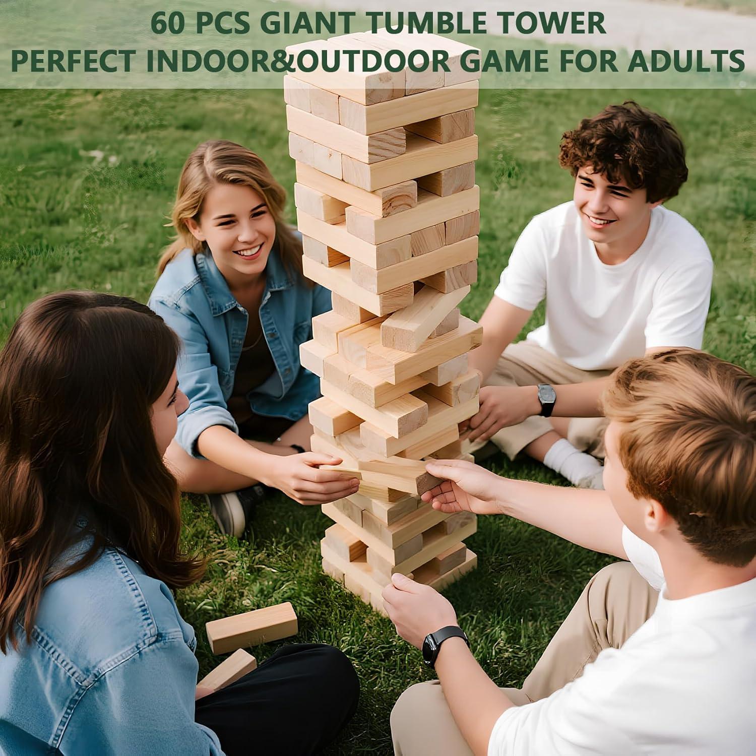Juego de Torre de Caída Gigante ApudArmis 60 Piezas Madera
