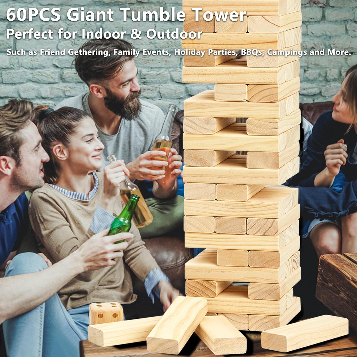 Juego de Torre de Caída Gigante ApudArmis 60 Piezas Madera