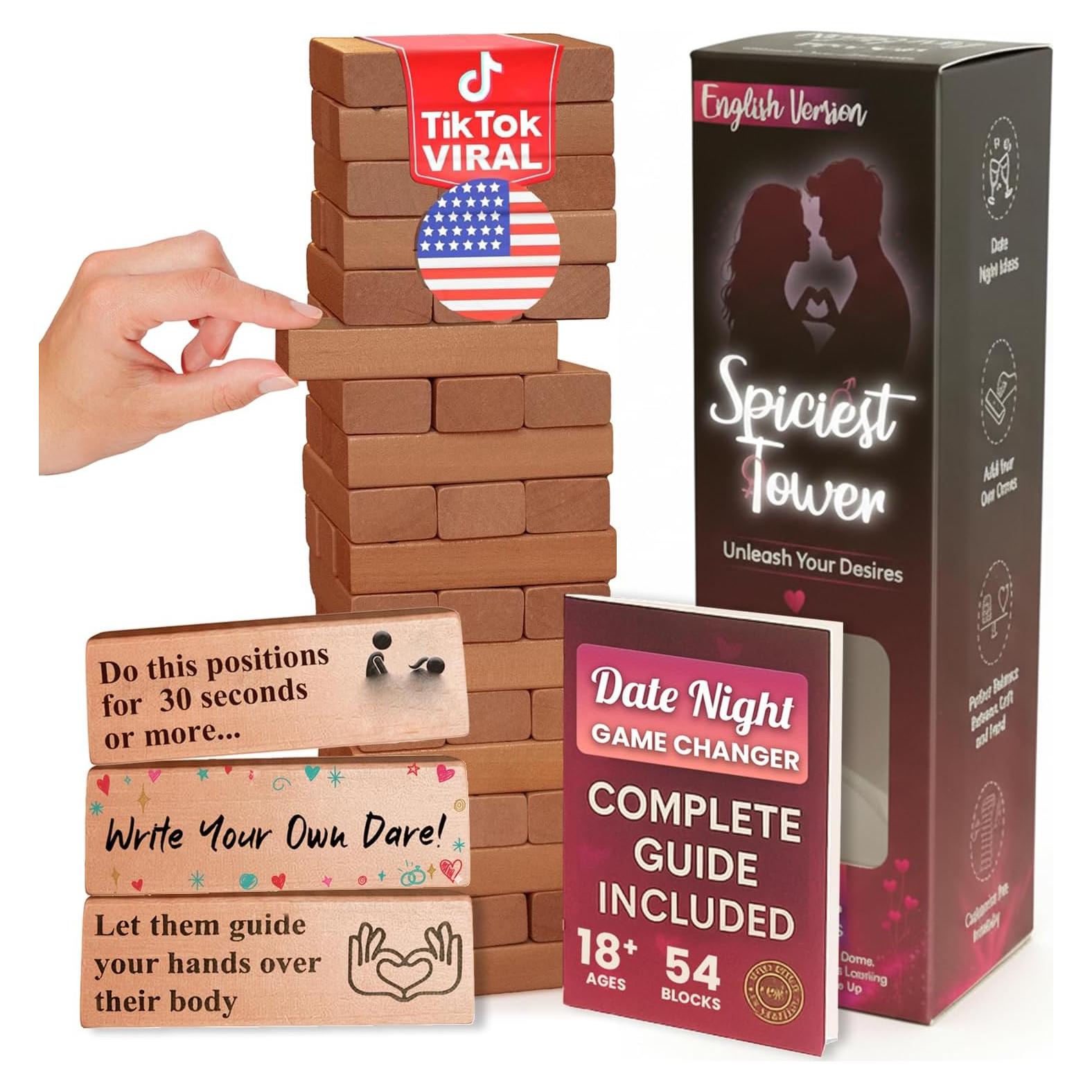 Juego de Apilamiento de Bloques de Madera Luvria - 54 Desafíos para Adultos