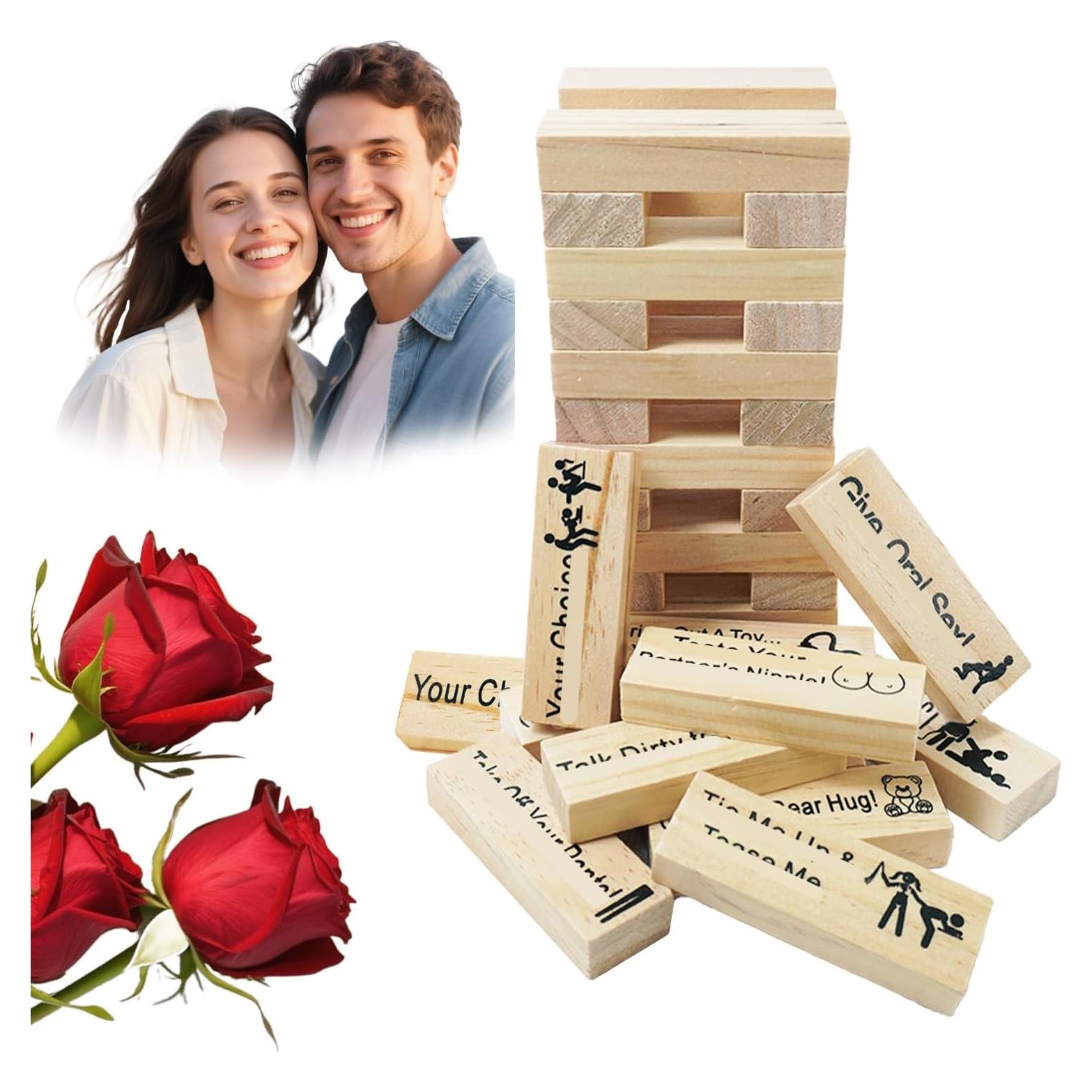 Juego de Torre de Caída de Madera 48 Piezas para Parejas