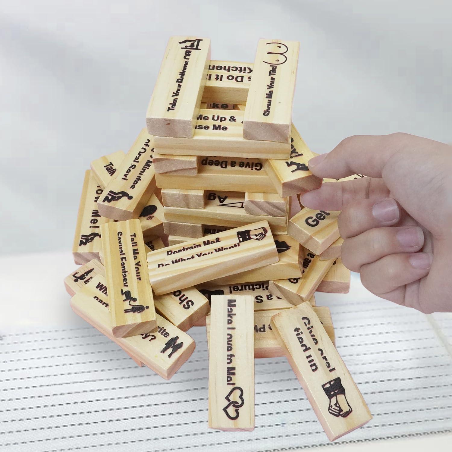 Juego de Torre de Caída de Madera 48 Piezas para Parejas