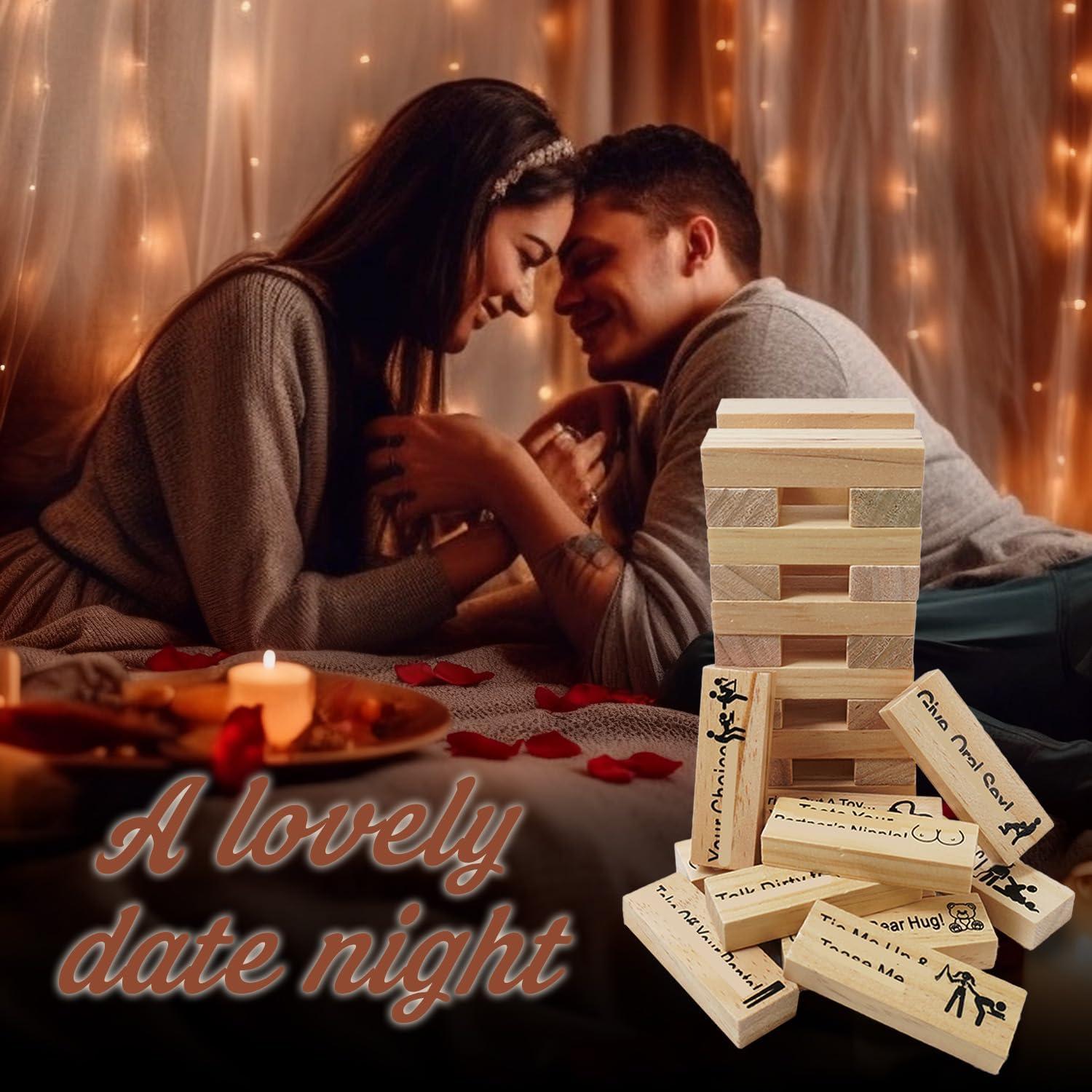 Juego de Torre de Caída de Madera 48 Piezas para Parejas