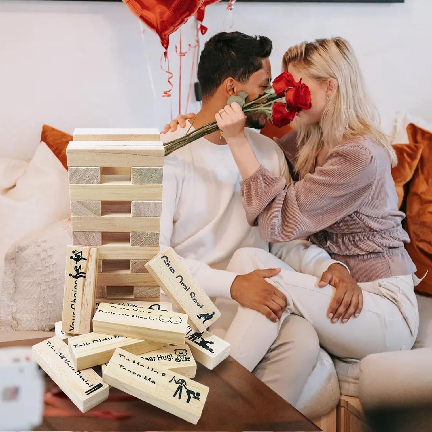 Juego de Torre de Caída de Madera 48 Piezas para Parejas