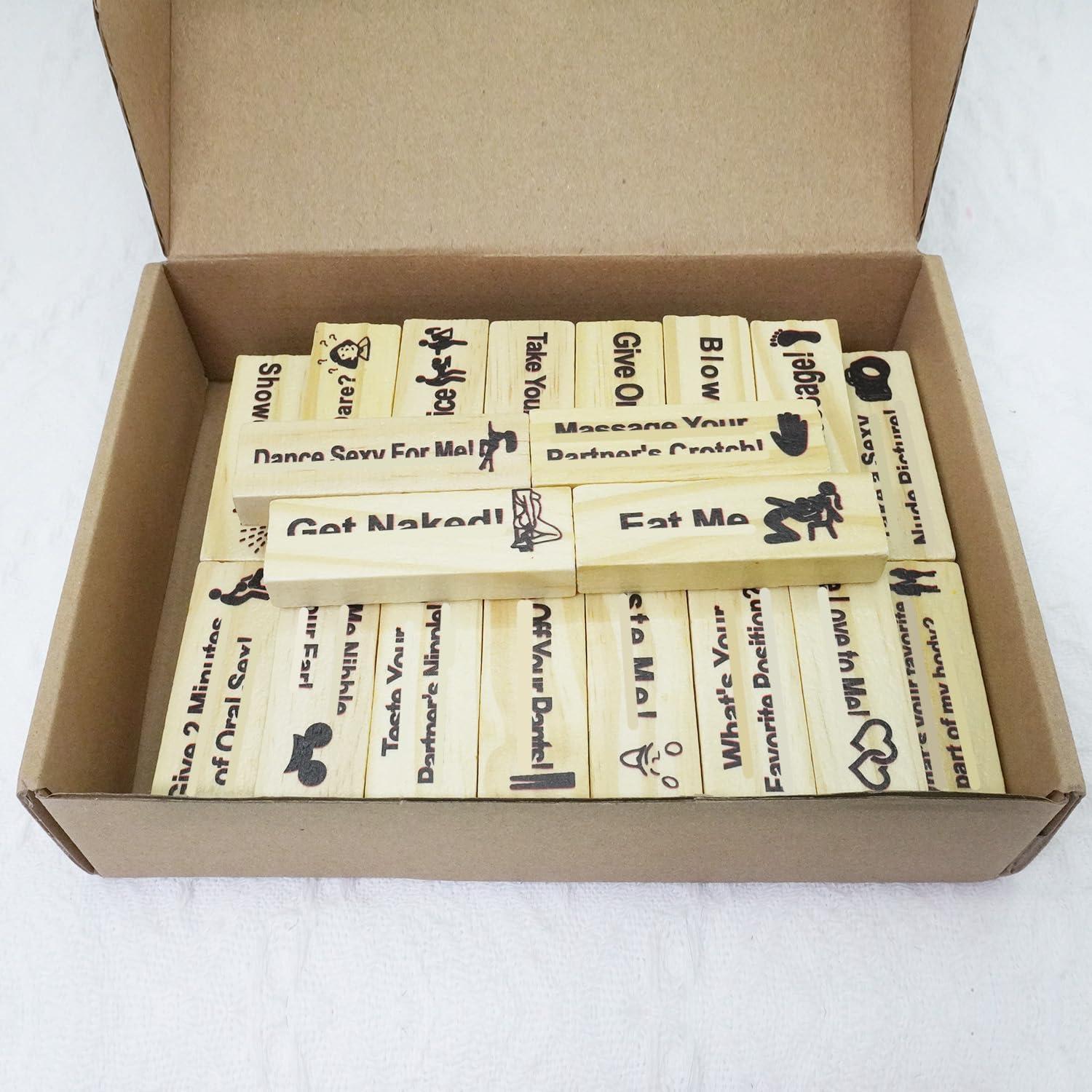 Juego de Torre de Caída de Madera 48 Piezas para Parejas