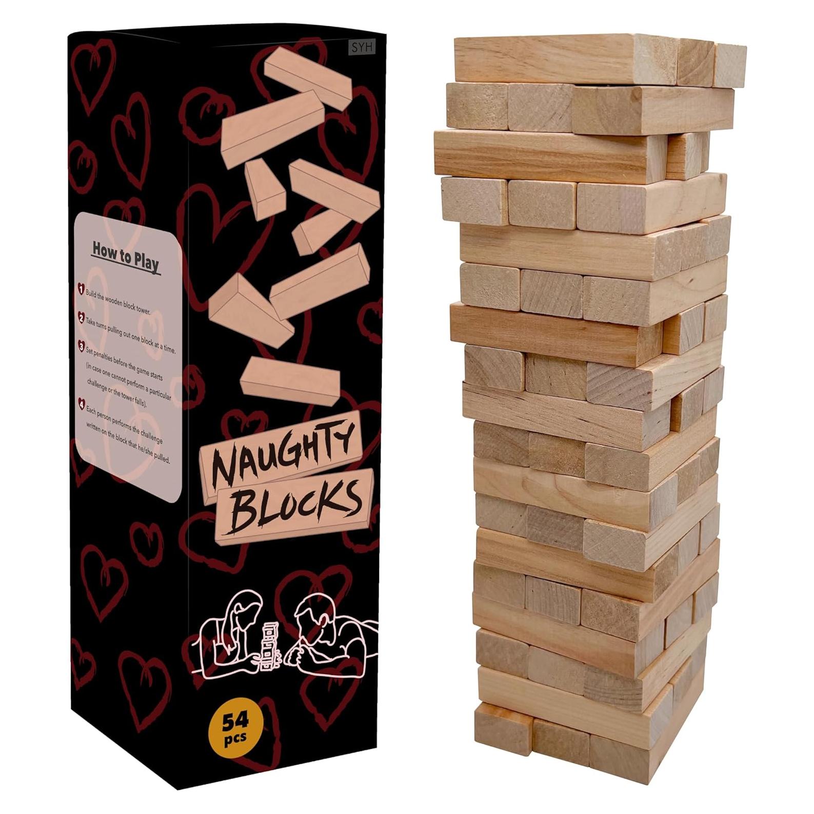 Bloques Traviesos - Juego de Madera para Parejas Adultas con 54 Desafíos