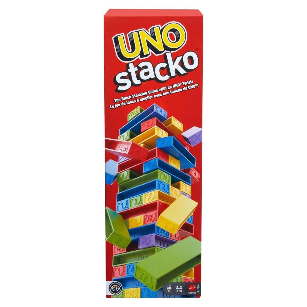 Juego UNO Stacko Mattel para Niños y Familias con 45 Bloques