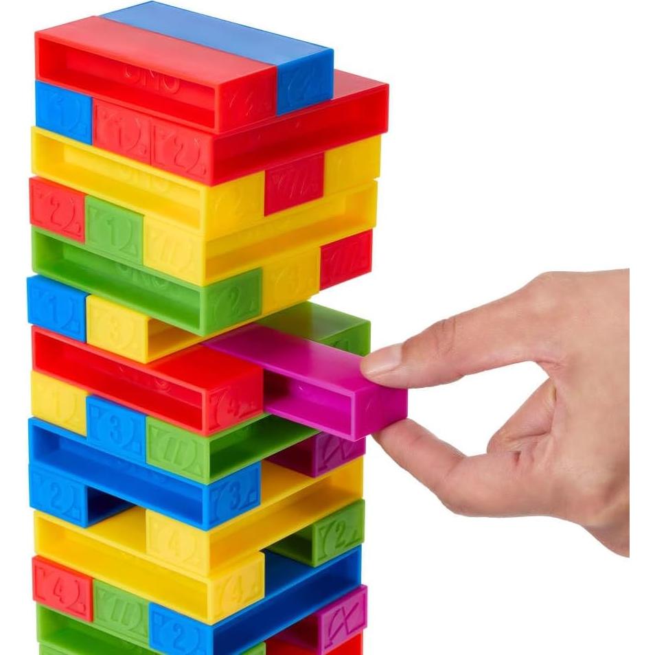 Juego UNO Stacko Mattel para Niños y Familias con 45 Bloques