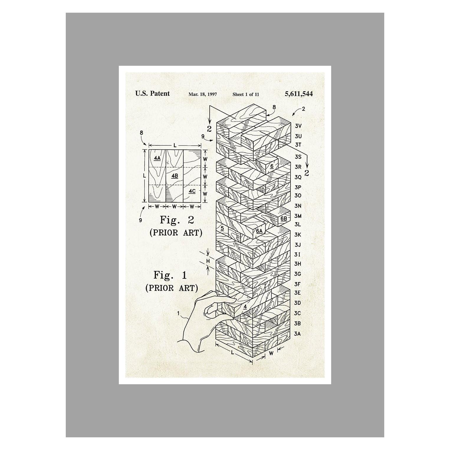 Póster Mate Arte de Pared Patentes de Juguetes 60x40 cm