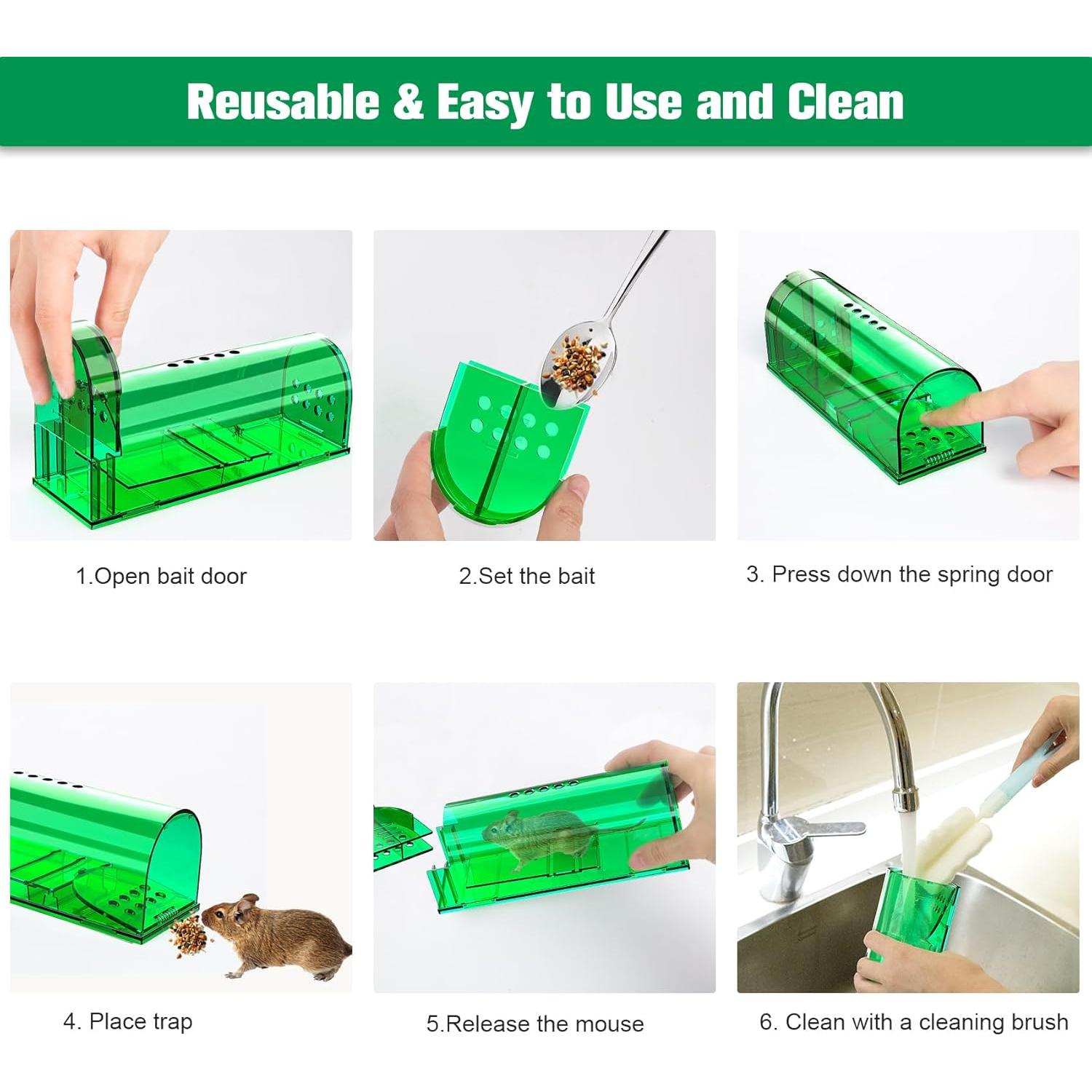 Trampas Humanas para Ratones Wanqueen 4 Pcs Reutilizables