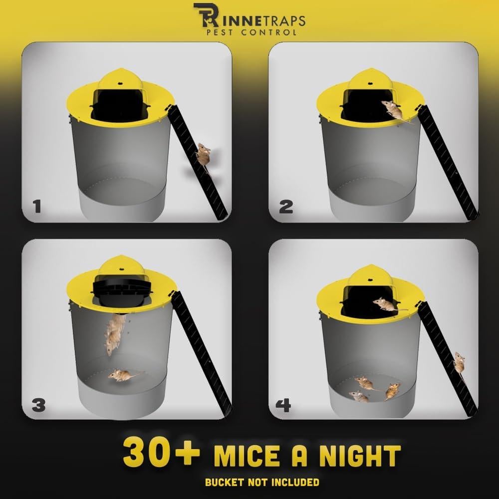 RinneTraps - Flip N Slide Bucket Lid Mouse Trap | Original | Made in USA | US PAT D1,039,648s