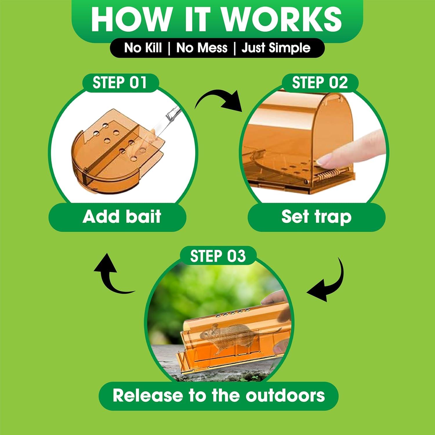 Trampa Humana para Ratones CaptSure - 2 Unidades, 17x6.4x6.1 cm