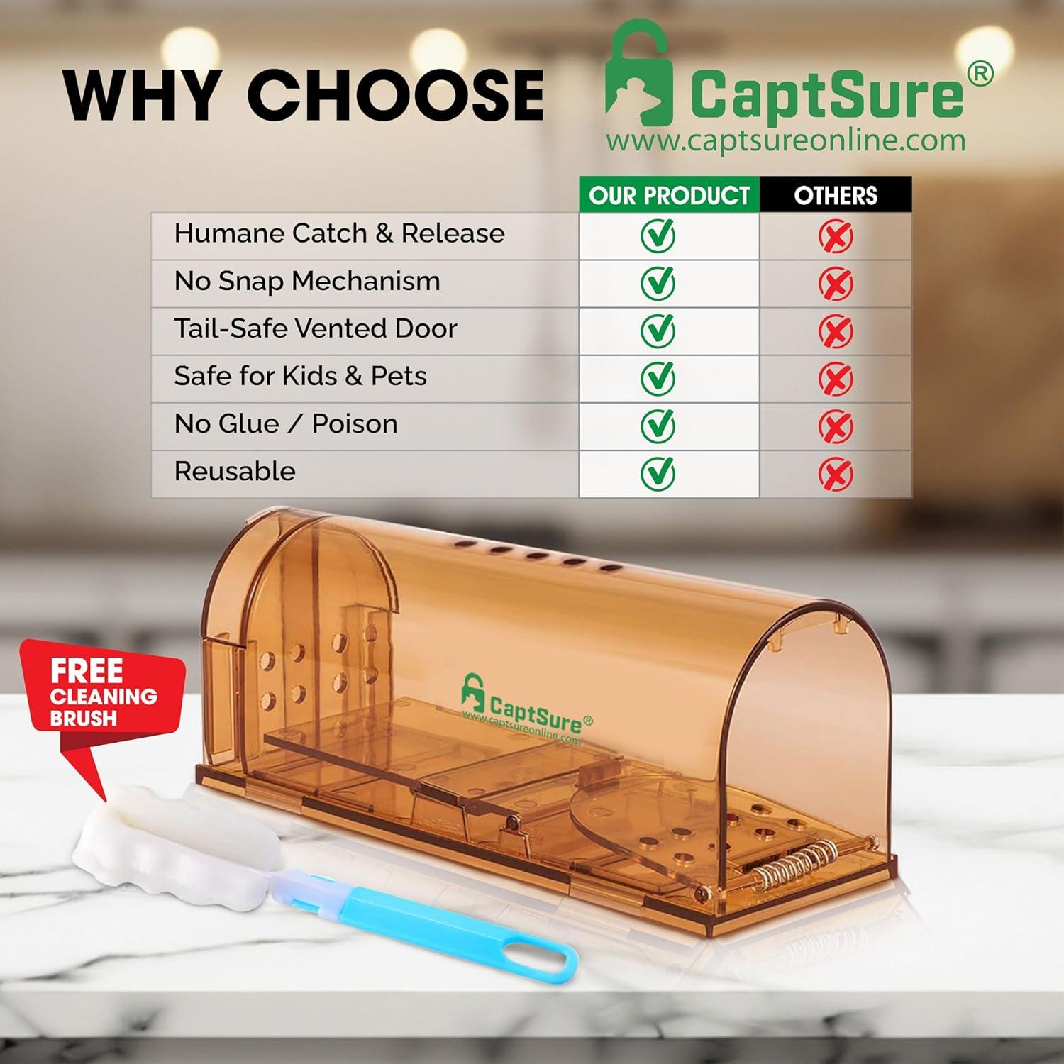 Trampa Humana para Ratones CaptSure - 2 Unidades, 17x6.4x6.1 cm