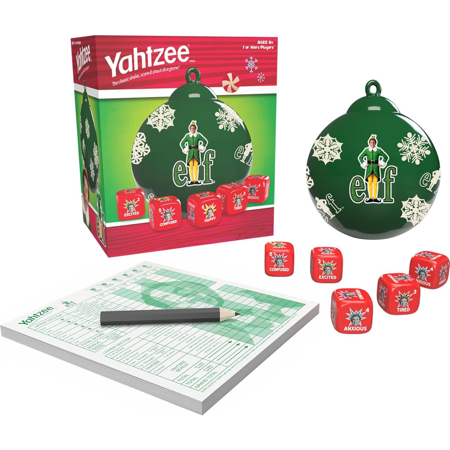 Juego de Dados YAHTZEE Elf USAopoly con Taza Decorativa