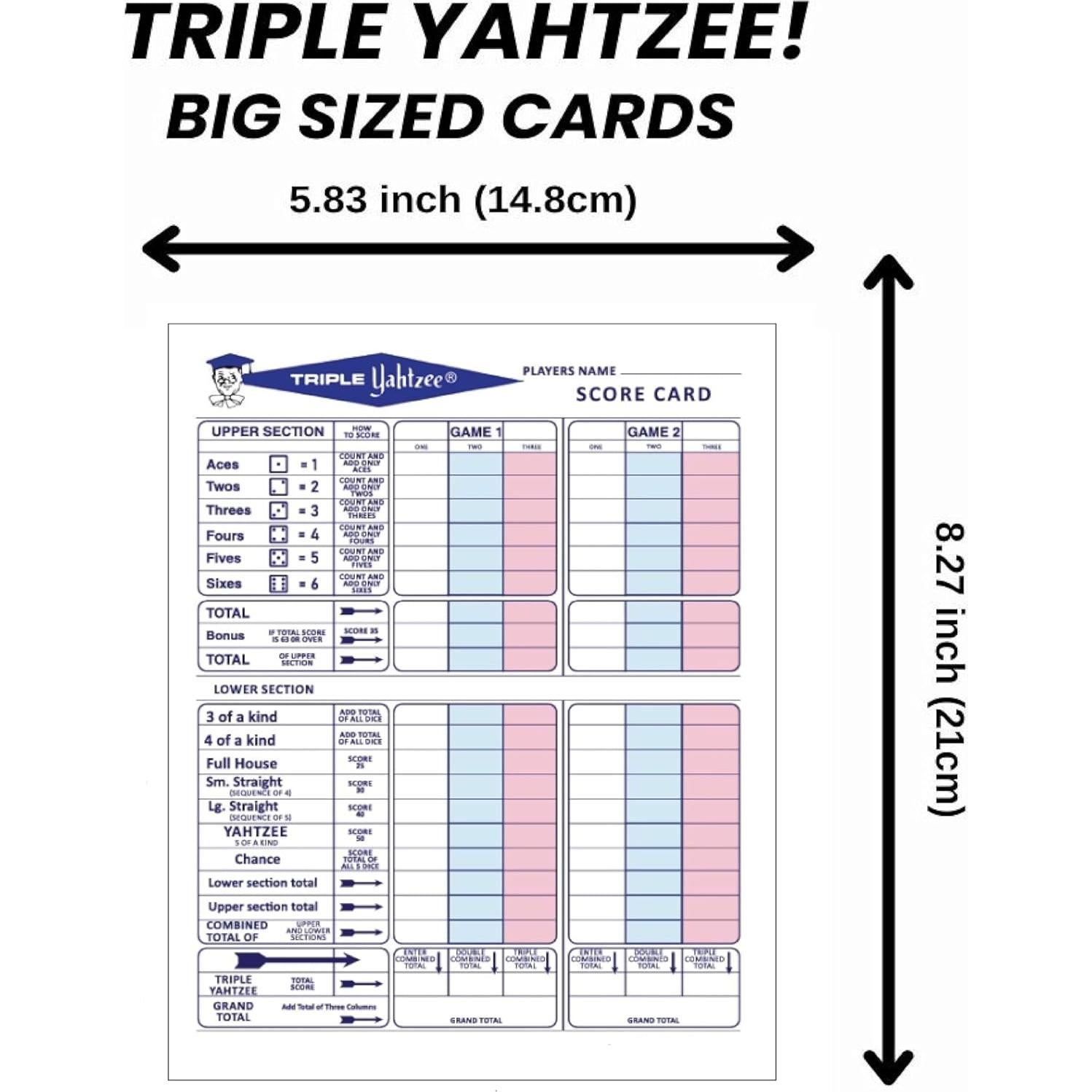 100 Tarjetas de Puntuación Dobladas Yahtzee PlayPoint