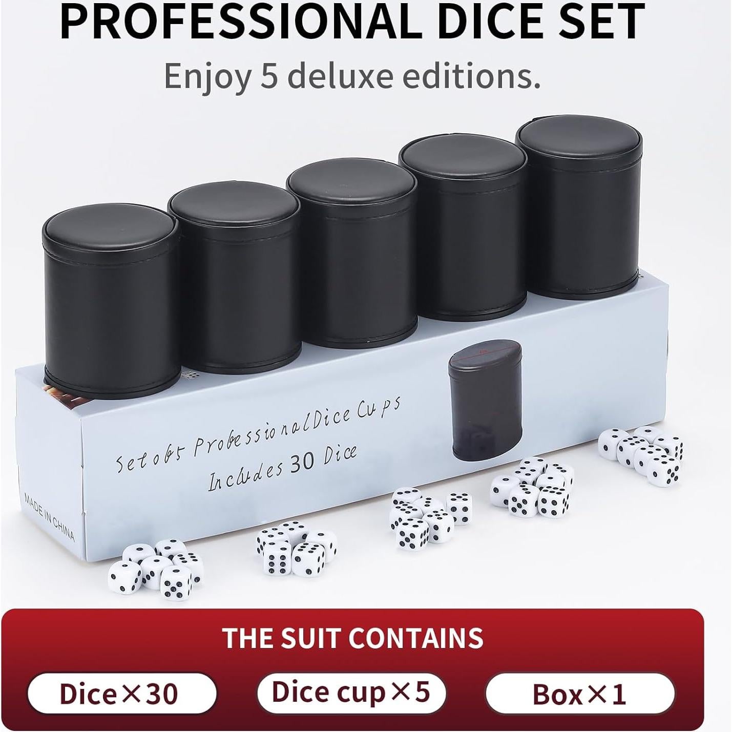 Juego de 5 Copas de Dados RERIVER con 6 Dados Acrílicos