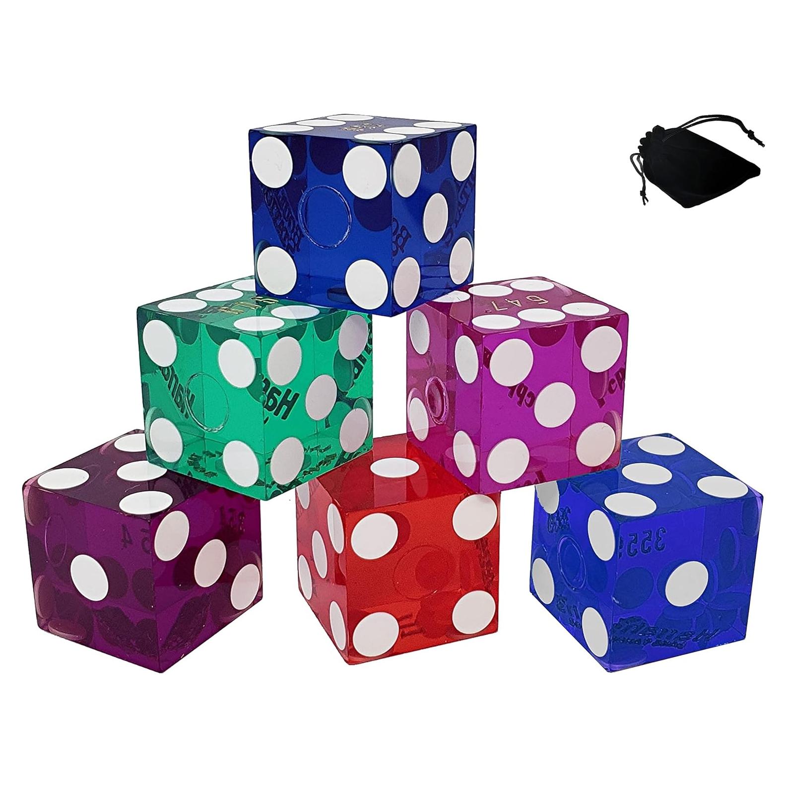 Set de 6 Dados Pulidos de Casinos de Las Vegas - Colores Variados