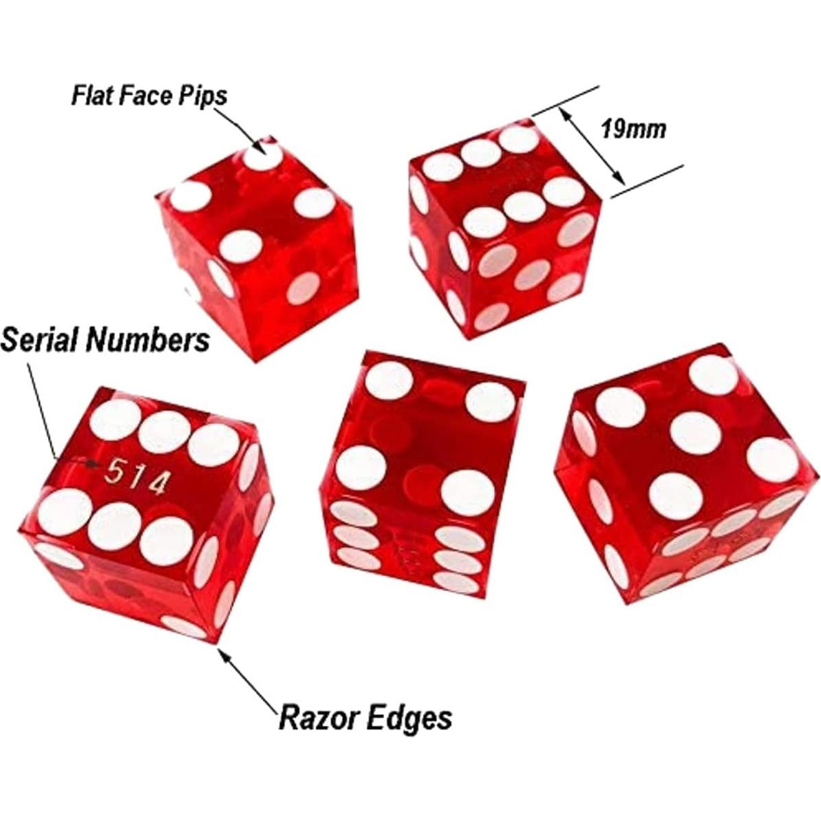 Set de 6 Dados Pulidos de Casinos de Las Vegas - Colores Variados