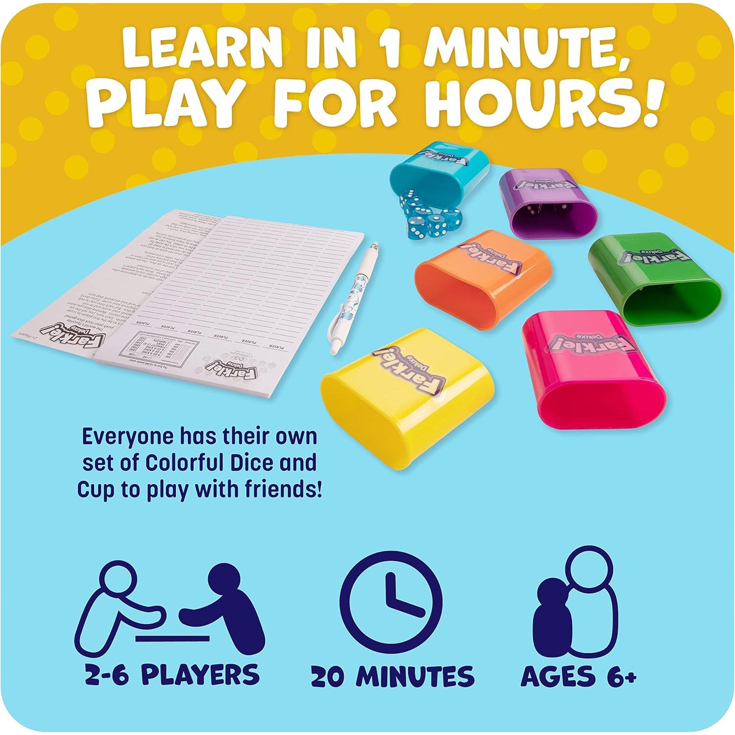 Juego de Dados Farkle Deluxe - 36 Dados Coloridos y 6 Copas