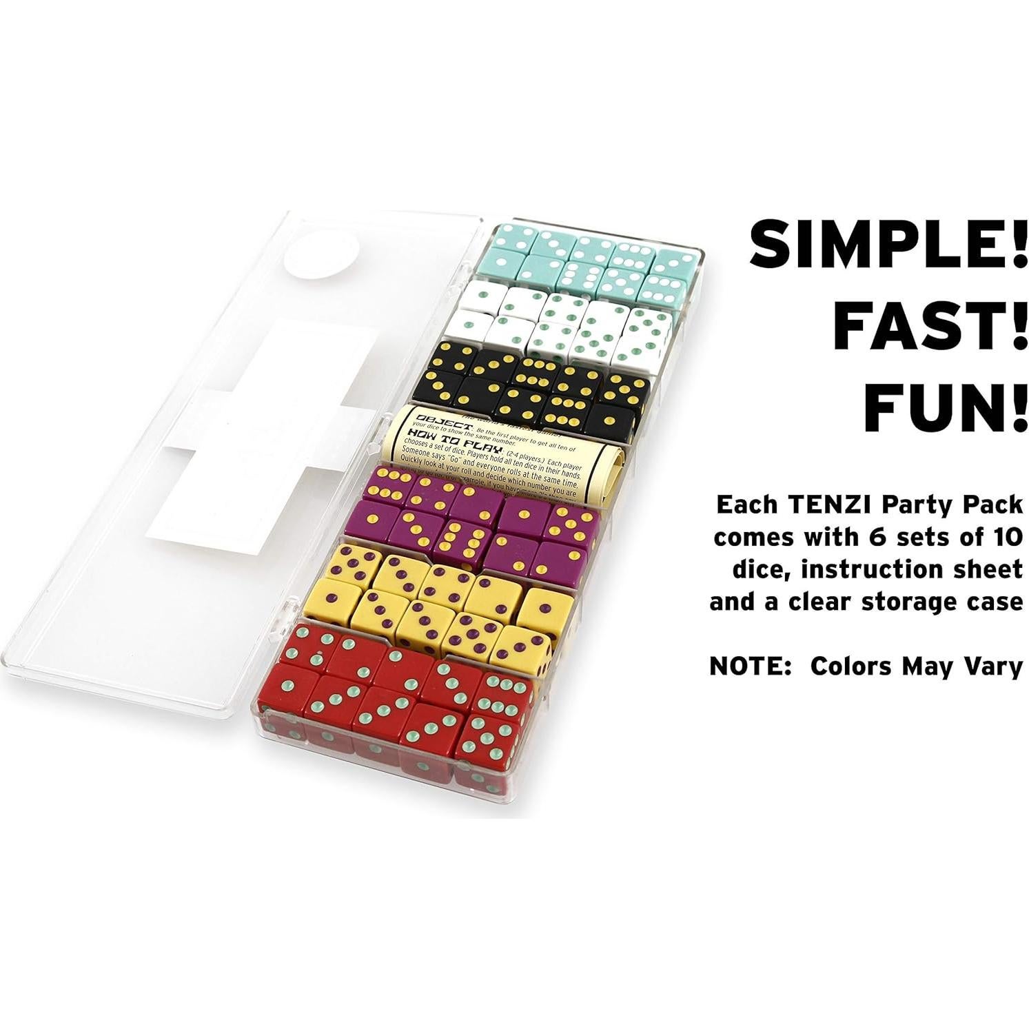 Juego de Dados TENZI - 6 Conjuntos de 10 Dados de Colores