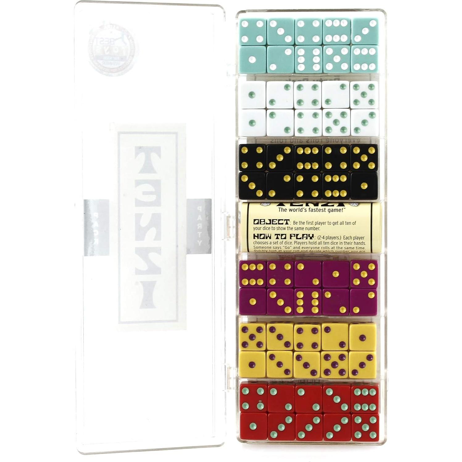 Juego de Dados TENZI - 6 Conjuntos de 10 Dados de Colores