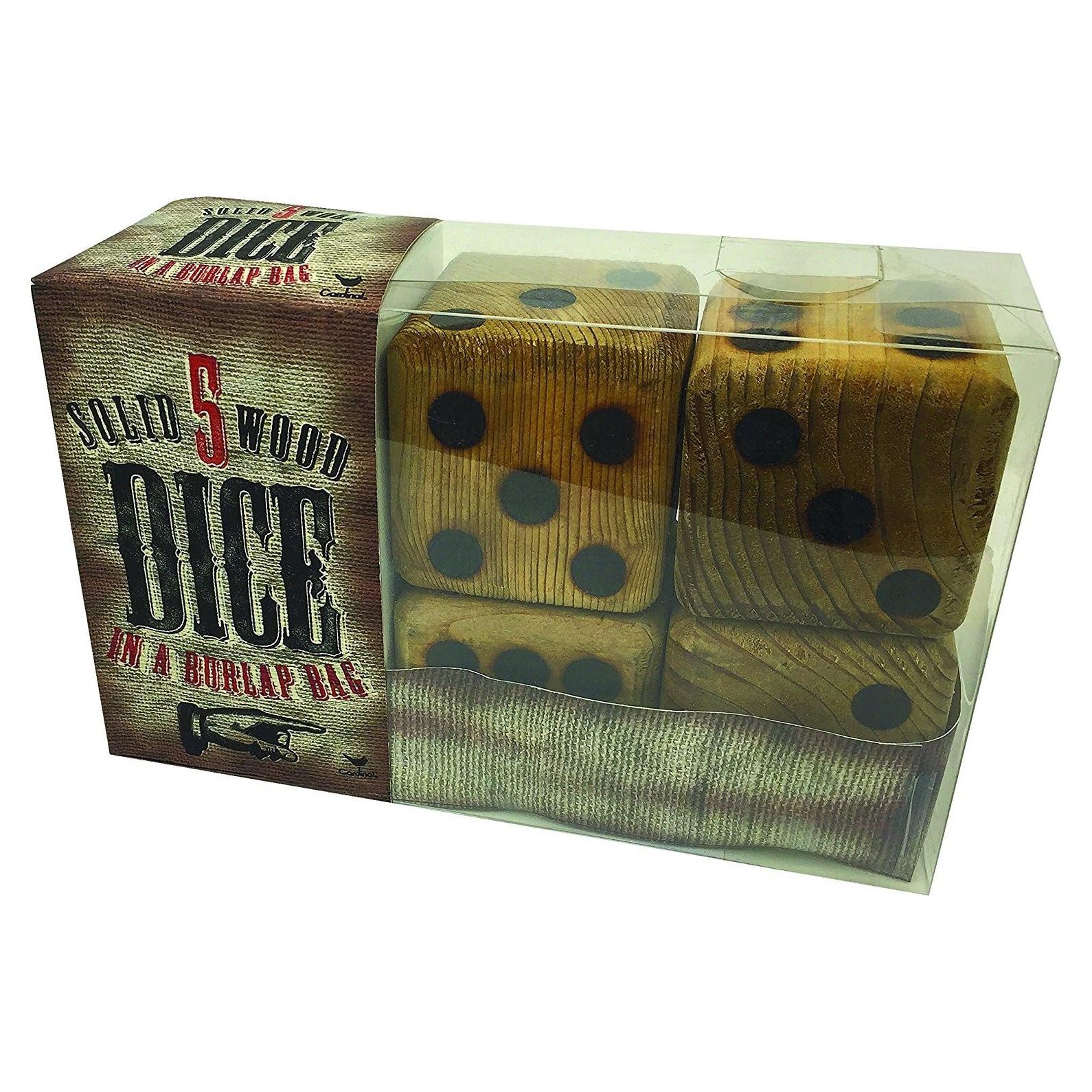 5 Dados Gigantes de Madera Cardinal 8.9 cm con Bolsa
