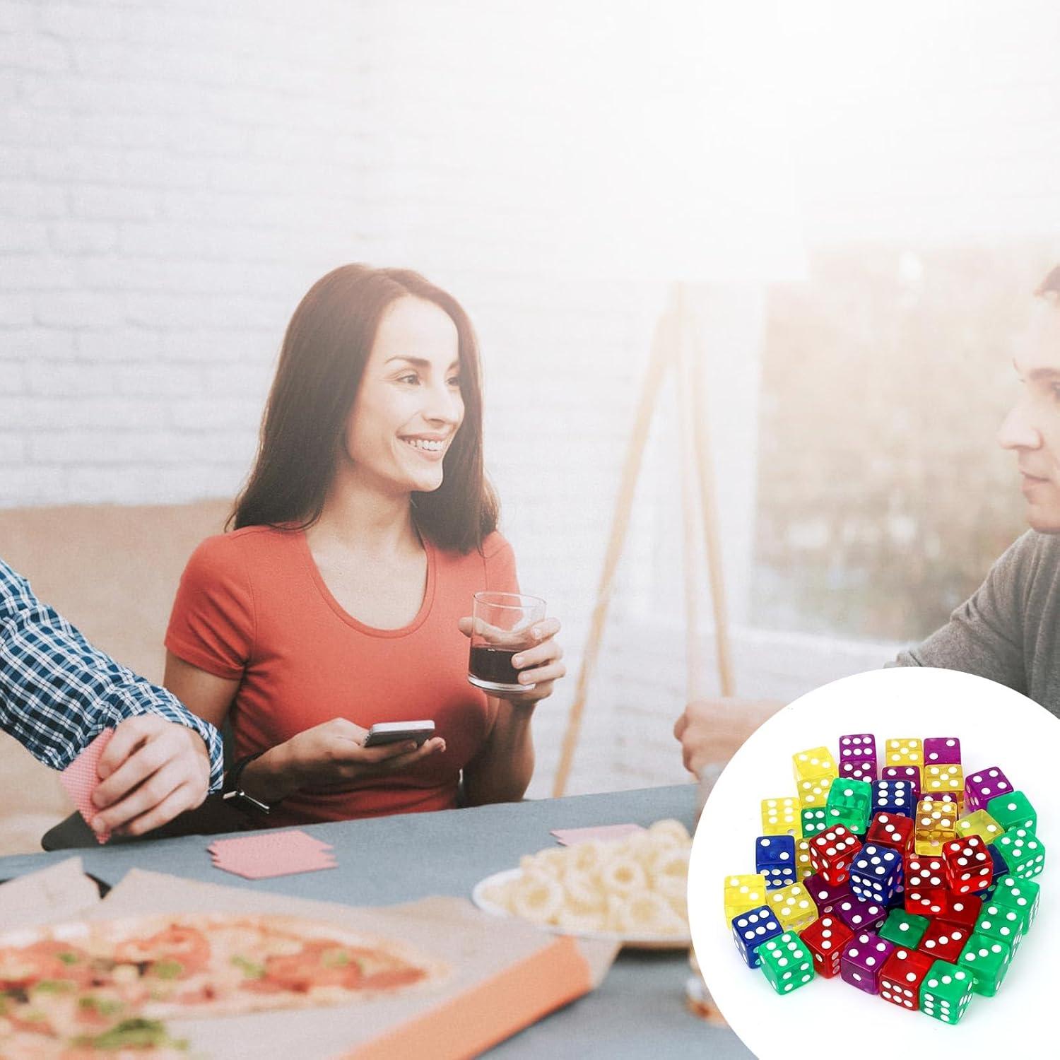 Set de 50 Dados D6 Acrílicos Translúcidos 16mm - 5 Colores