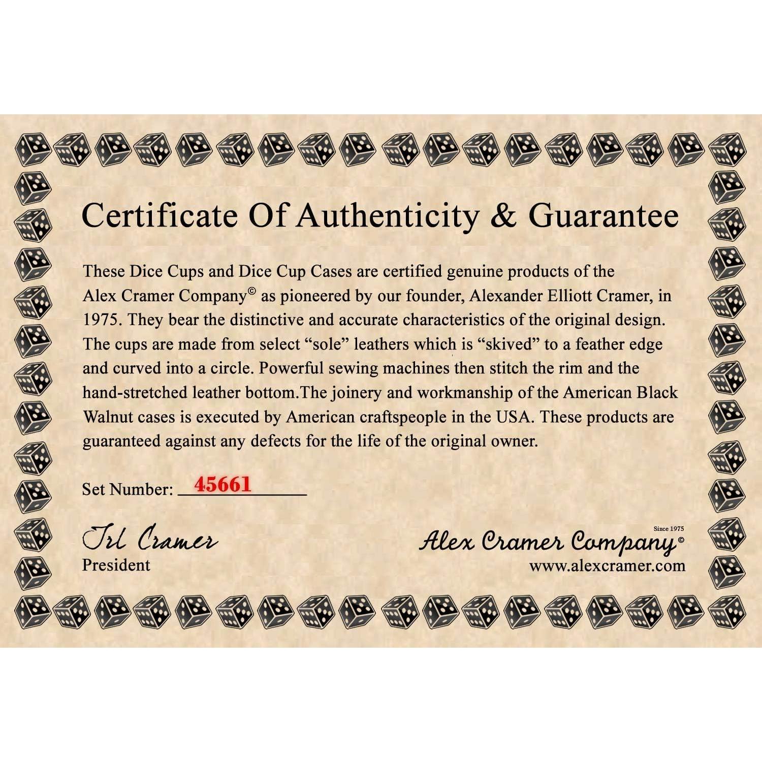 Juego de Copas para Dados Alex Cramer 6 Piezas en Estuche de Nogal