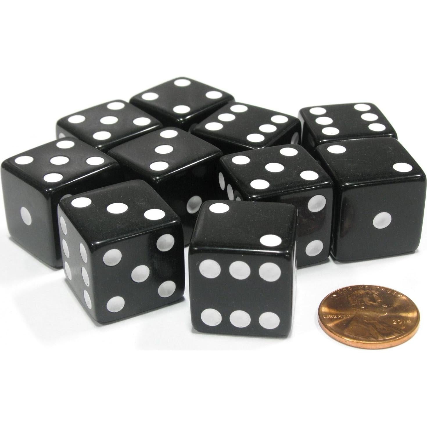 Juego de 10 Dados Grandes D6 Negros 19mm Koplow Games