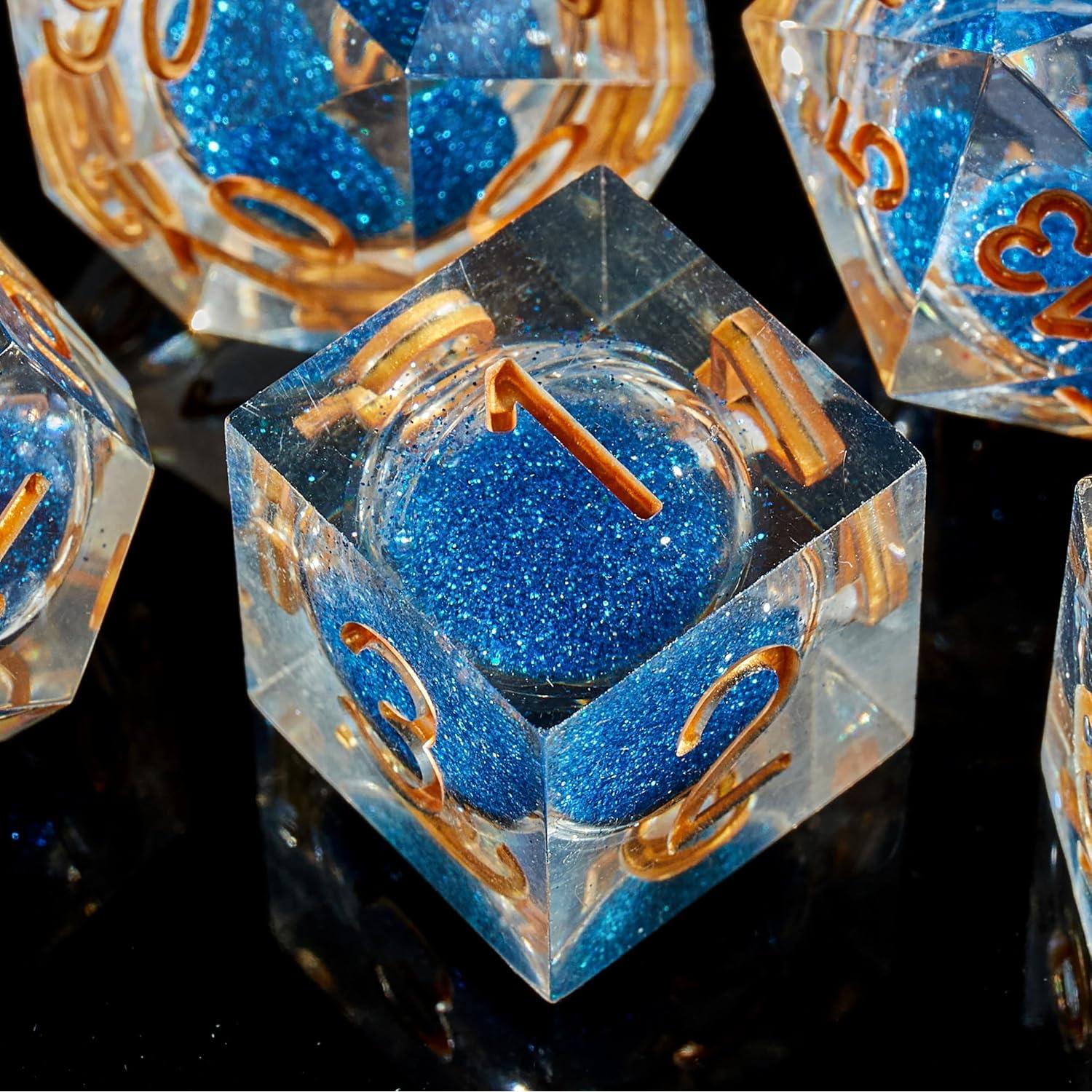 Juego de Dados DND Fugacity 7 Piezas Resina Azul Profundo