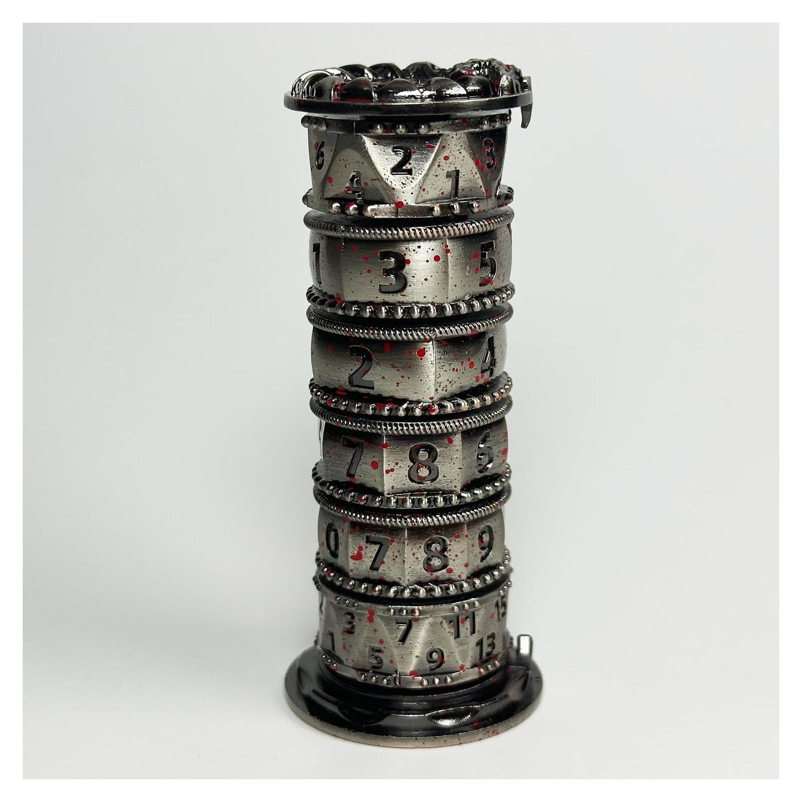 Set de Dados DND 7 en 1 HAOMEJA Pagoda Spinner Metal Plata